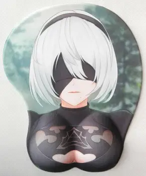 2019 nye version Japansk anime silikone 3d-musemåtte Lycra stof armbånd Tegnefilm Kreative sexet musemåtte Brystet musemåtte