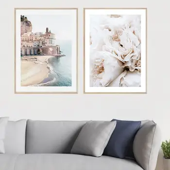 Venedig Amalfi-Kysten Blomst Plakat Natur Landskab Print Sea Beach Drøm Citat Lærred Kunst Maleri Landskab Billede Wall Decor