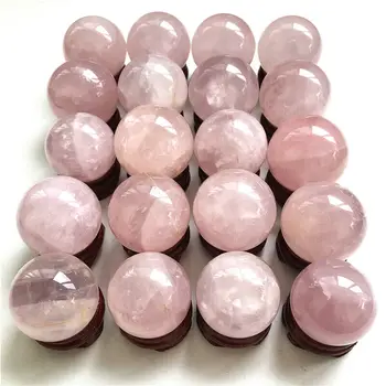 1 Stykke 29-32mm Naturlige Pink Rose Quartz Krystal Healing Bolden Sfære Hjem Dekoration Naturlige Rosa Kvarts Sten ping