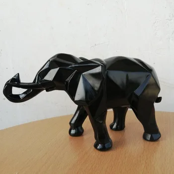 Ny 2020-Hjem Tilbehør Til Udsmykning Elefant Statue Figur Moderne Abstrakte Geometriske Stil Harpiks Nordiske Dyr, Store Håndværk