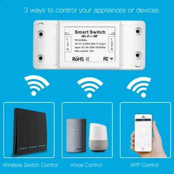 RF433-Modtager, Wifi Trådløs RF Fjernbetjening Smart Push Button Switch,Smart Liv/Tuya APP,Arbejder med Alexa, Google Hjem.