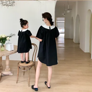 2020 sommeren forældre-barn-kjole sort nederdel Hepburn
