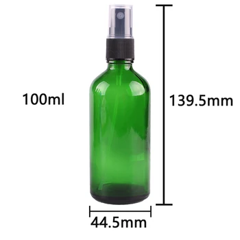 6stk 100 ml Grøn Glas Spray Flaske m/ Sort Fin Tåge Sprøjte æterisk olie flasker tomme kosmetiske containere
