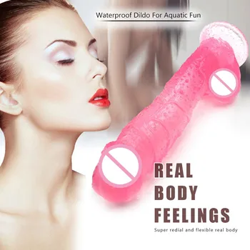 20,5 cm Crystal Penis Store Pik, Voksen Sex Legetøj Simulere Realistiske Gennemsigtig Blød Dildo Med sugekop Pink Til Kvinder Og Hustru