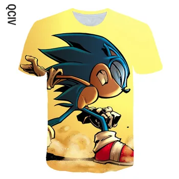 Sonic Sommer T-Shirt Til Choldren Drenge Piger 3D-Tegnefilm Trykte Kort Tee T-shirt i Polyester Tshirt Børn, Børn Tøj, 4-14T