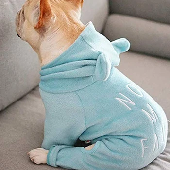 Bulldog Custom-Tøj Blå Blød Bomuld Dog Pyjamas, Dog Buksedragt, Hund, Kanin-Ear-Hættetrøjer til fransk Bulldog/English Bulldog/Am