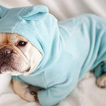 Bulldog Custom-Tøj Blå Blød Bomuld Dog Pyjamas, Dog Buksedragt, Hund, Kanin-Ear-Hættetrøjer til fransk Bulldog/English Bulldog/Am