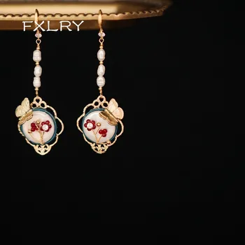 FXLRY Nye High-end Håndlavet Formet naturlige perle Vintage Mode Lang Classic Øreringe til kvinder smykker tilbehør