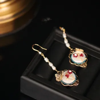 FXLRY Nye High-end Håndlavet Formet naturlige perle Vintage Mode Lang Classic Øreringe til kvinder smykker tilbehør