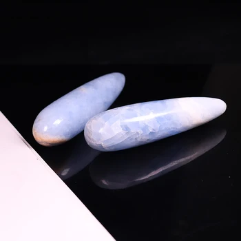 Runyangshi 1pc Naturlige blå kvarts l håndskårne kyanite crystal massage stav Fra Madagasca