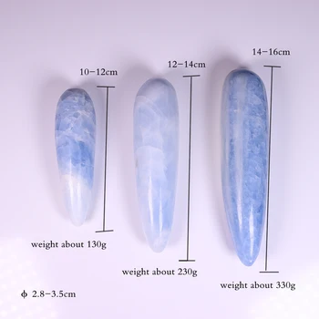 Runyangshi 1pc Naturlige blå kvarts l håndskårne kyanite crystal massage stav Fra Madagasca