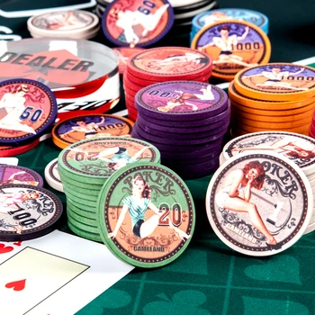 Sexy Dame Keramiske Poker Chips i Casino Gambling Chips Sæt 43*3.3 mm 12g Casino Token