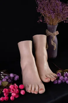 Simuleret vene-forgyldt platin silikone kvindelige fod fetish legetøj, solid model fod, ben, fod tå kan være placeret TGDW4100