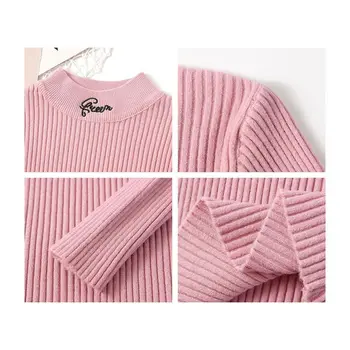 Kvinder Sweater, Pullover 2019 Efterår Og Vinter Grøn Pink Brev Toppe Kvindelige Strikket Jumper Trøjer Med Lange Ærmer Shirt Lady Kvalitet