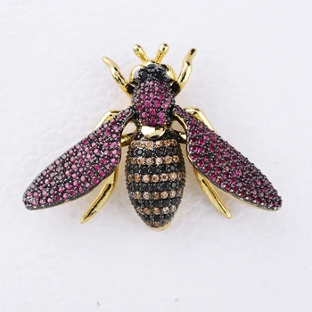 2stk Bee Insekt Golden forgyldt Banet CZ Halskæde Vedhæng Lås Cubic Zirconia Smykker Stik DIY Fine Smykker