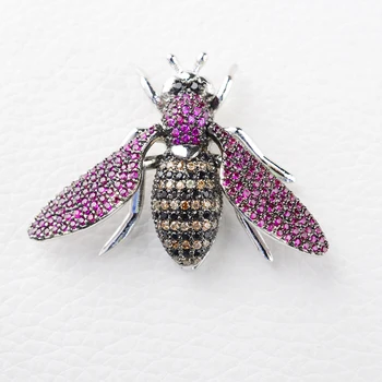2stk Bee Insekt Golden forgyldt Banet CZ Halskæde Vedhæng Lås Cubic Zirconia Smykker Stik DIY Fine Smykker