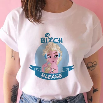 Disney-Kvinder ' s T-shirt Tegnefilm Rund Hals Korte Ærmer Bad Girl Style Princess Personlig Række Trykte T-Shirts Kvindelige Tee