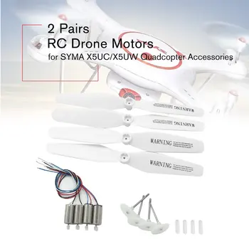 2 Par RC Drone Motorer med Gear, Propeller Beskyttende Vinger Ringe Reservedele til SYMA X5UC/X5UW Quadcopter