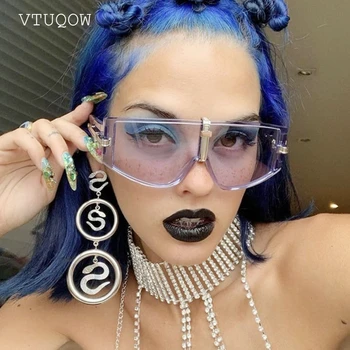 Luksus Gotisk Punk Solbriller Kvinder Brand Designer 2021 Tendens Nuancer Vintage Overdimensionerede Solbriller Til Kvinder Rejser Cool Briller