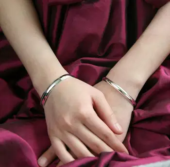 Simple Mode 925 Sterling Sølv, med Glat Cuff armbånd & Armbånd Til Kvinder pulseras Valentine ' s Day gave