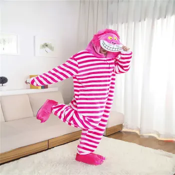 Kigurumi Nye Sleepsuit Voksne Tegnefilm Cheshire Cat Pyjamas Dyr Unisex Onesies Cosplay Kostumer