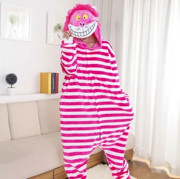 Kigurumi Nye Sleepsuit Voksne Tegnefilm Cheshire Cat Pyjamas Dyr Unisex Onesies Cosplay Kostumer