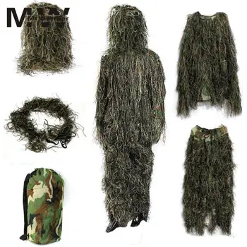 MISSKY PUBG CS Camouflage Dragt Hemmelighedsfuld Jagt Tøj Åndbar Sniper Hær Airsoft Uniform one size Amy grøn Sæt SAN0