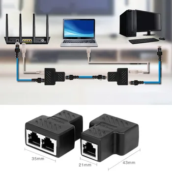 1 split 2 Måder LAN Ethernet-netværkskabel RJ45 Female Splitter Lan-Stik Adapter Til PC bærbare Tilbehør 4stk/masse