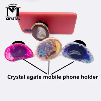 2STK Naturlig Krystal sten agat mobiltelefon holder kvarts ædelsten Mobiltelefon dekoration