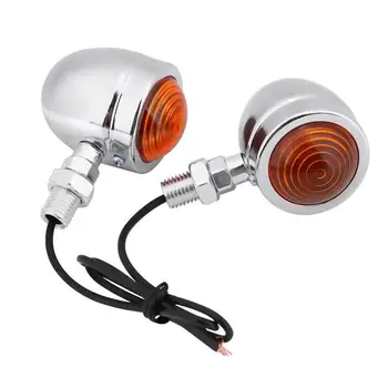 HiMISS For Harley 2STK Motorcykel Chrome Bullet Pære 12V blinklys Lys Indikator Gult Lamp