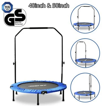 Gratis skat 40inch / 50inch sammenklappelig fitness trampolin mini-trampolin med justerbar skum greb hjem øvelse trampolin Foldbar