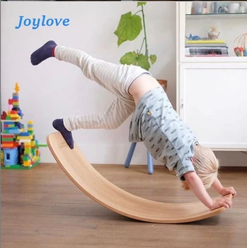 Joylove Naturlige Massivt Træ Kids Yoga yrelsen Balance Board Vippen Kid Størrelsen Træ-Rocker yrelsen Fødselsdag Gaver, Underholdning 2021