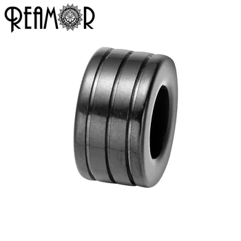 REAMOR Forgyldt Farve 316L Rustfrit stål med 6mm Blå Sort Cylinder Spacer Perler, Charms Passer DIY Armbånd Smykker Engros