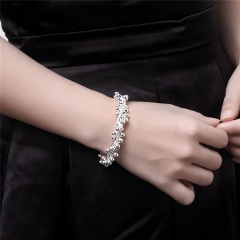 DOTEFFIL 925 Sterling Sølv, med Glat Drue Perle Kæde Armbånd Til Kvinde Charme Bryllup Engagement Fashion Party Smykker