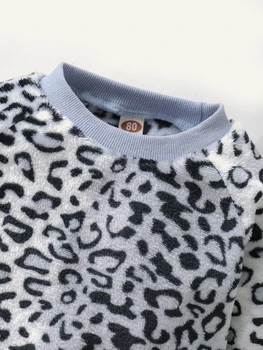 Baby Vinter Boutique Tøj Baby Pige Langærmet Blå Leopard Print Top Og Pants Sæt Tøj Gratis Fragt Piger Varmt Tøj