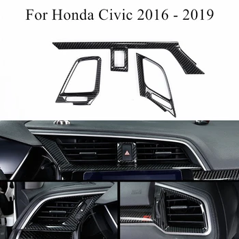 VENSTRESTYRET Bil Aircondition Vent Trim ABS Carbon Fiber luftudtag Ramme Tilbehør til Udsmykning, Til Honda Civic 2019 2018 2017 2016