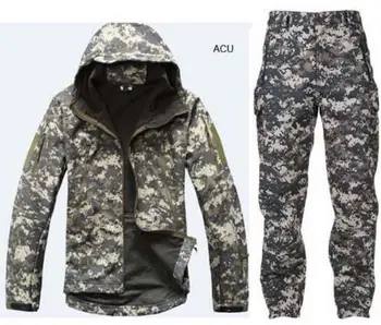 Camouflage Jagt Tøj Haj Hud Soft Shell Lurker Tad V 4.0 Udendørs Taktiske Militære Fleece Jakke + Uniform Bukser Passer