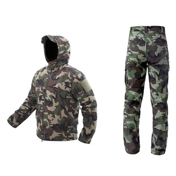 Camouflage Jagt Tøj Haj Hud Soft Shell Lurker Tad V 4.0 Udendørs Taktiske Militære Fleece Jakke + Uniform Bukser Passer