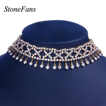 StoneFans Populære Cubic Zirconia Uafgjort Kæde choker halskæde til Kvinder justerbar længde trendy geometriske chokers halskæder N6087