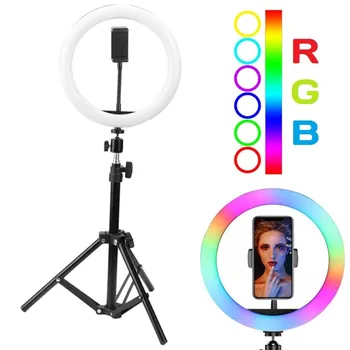 LED Downlight, ring runde lampe med stativ og telefonholder, professionelt foto, video, optagelse