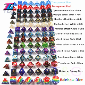 105 Farverige Terninger med en Sort Taske ,T&G Rainbow 15 komplette sæt af D4 D6 D8 D10 D10% D12-D20 for RPG DND brætspil