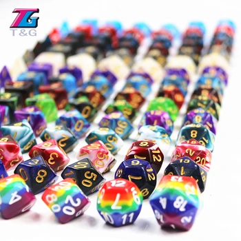 105 Farverige Terninger med en Sort Taske ,T&G Rainbow 15 komplette sæt af D4 D6 D8 D10 D10% D12-D20 for RPG DND brætspil