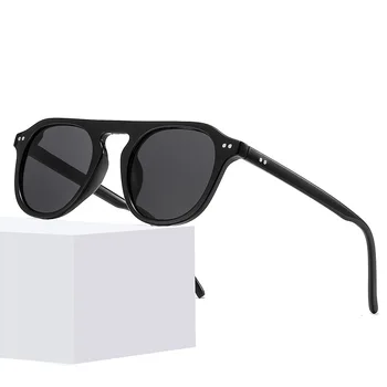 Vintage Små Solbriller Kvinder 2020 Ovale solbriller Flad Top Klare Hav Linse Briller Champagne Te Mænd Shades Brillerne MM81