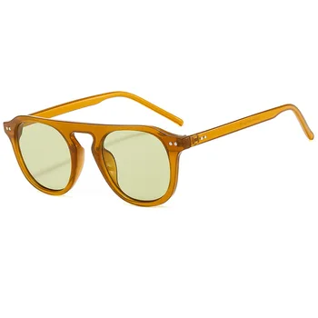 Vintage Små Solbriller Kvinder 2020 Ovale solbriller Flad Top Klare Hav Linse Briller Champagne Te Mænd Shades Brillerne MM81