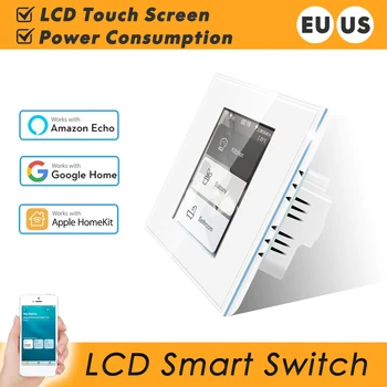 Wifi LCD-Smart væglampe Skifte Strømforbrug Smart 4-I-1 Hjem væglampe Skifte Arbejde Med Apple-Homekit Alexa Google Startside