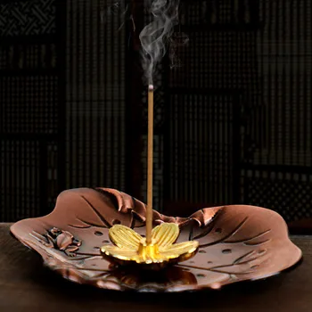 Kreative blomster Stick Røgelse Holder guld indendørs Duft Brænder Legering sandeltræ Pande plade Hjem Kontor Dekoration Håndværk