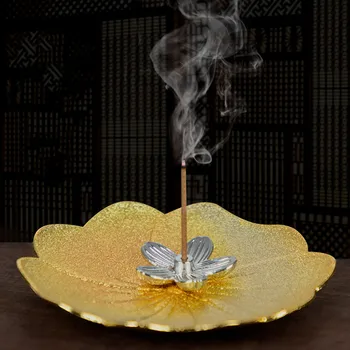 Kreative blomster Stick Røgelse Holder guld indendørs Duft Brænder Legering sandeltræ Pande plade Hjem Kontor Dekoration Håndværk