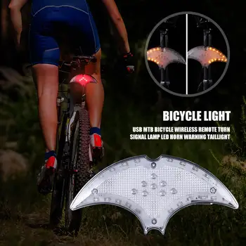 LED-baglygte Horn Advarsel Baglygte Cykling Ridning Udstyr USB-Genopladelige Trådløse Fjernbetjening Folde Cykel Tur Signal Lys