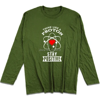 Mode Tænke Som En Proton Ophold Positive Videnskab Fysik T-Shirt Mænd Bomuld Langærmet T-Shirt Casual T-Shirts Toppe Harajuku