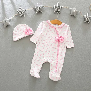 Kid tøj 0-3 måneder baby pige tøj-T-shirt Bukser Konjunktion+Pandebånd Bomuld Blomster dekoration Cuit bebe fille